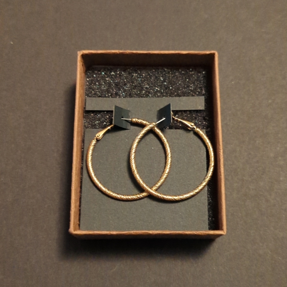 Gold Toned Hoop Earrings - Picture 2 of 5